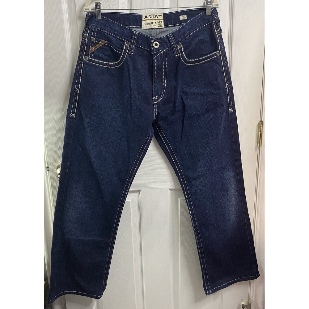 Ariat Mens Straight Fit & Straight Leg M5 Denim Blue Jeans EUC W 32-33"-I 29"